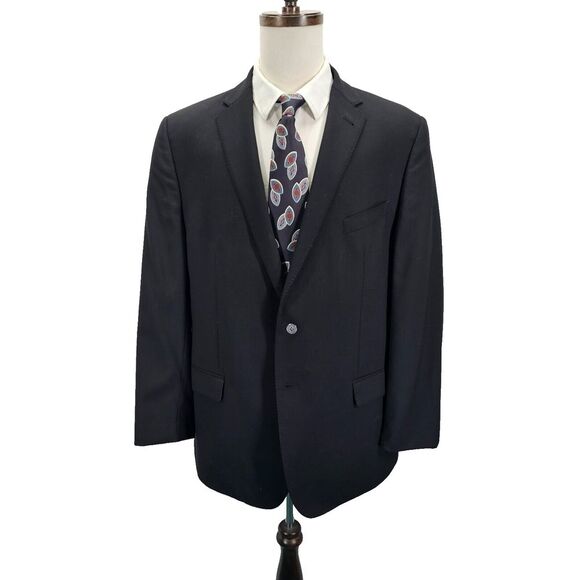 Joseph Abboud Mens Super 120s Wool Slim Fit Black Sport Coat Blazer 2 Button 48L - Picture 1 of 13